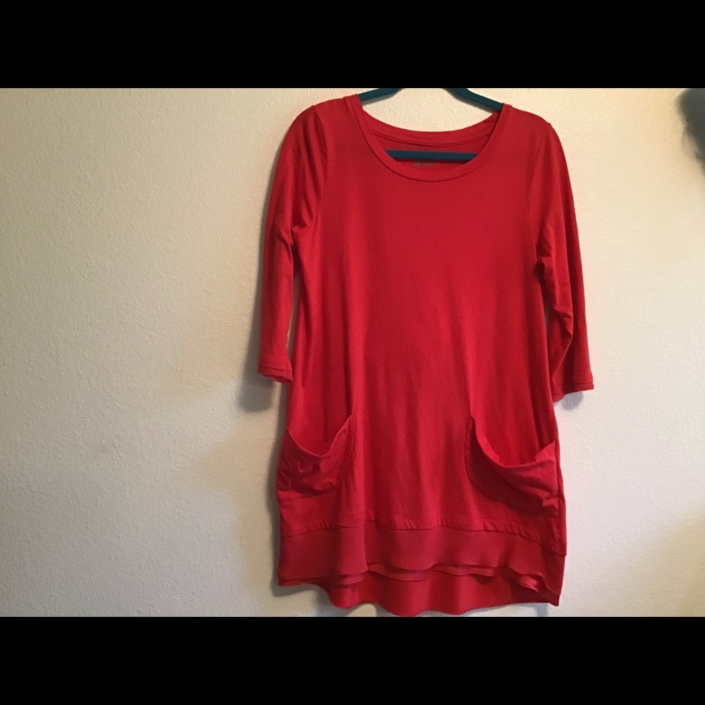 Logo by Lori Goldstein Red Tunic Top M